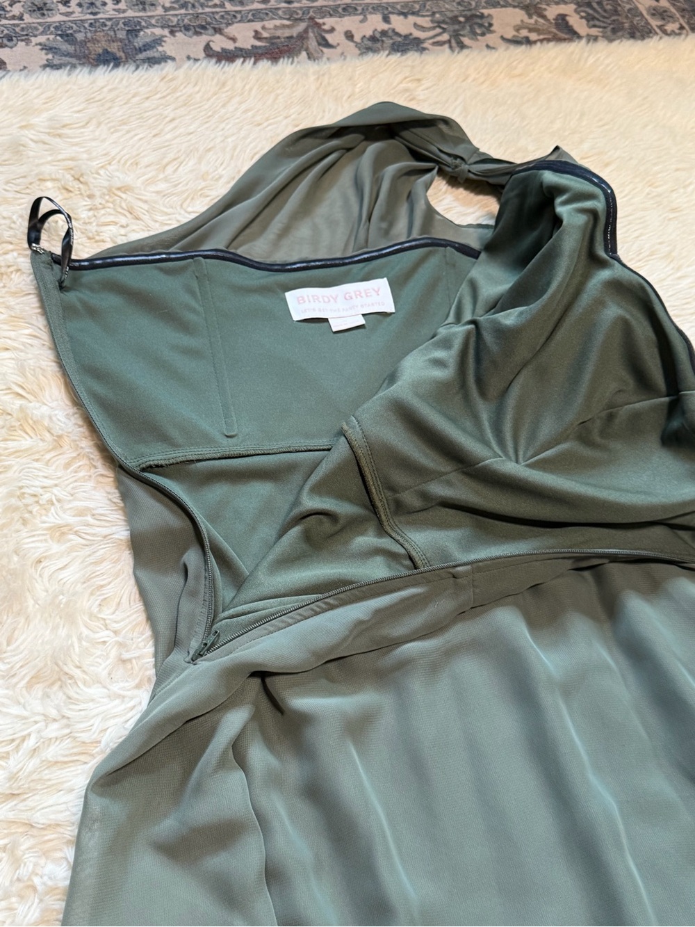 NWT Birdy Grey Kira Dress in Chiffon Olive - Size Medium - Picture 4 of 6